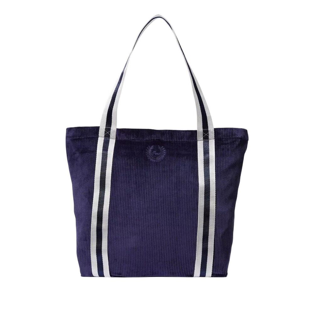 VICTORIA'S SECRET PINK Tote Bag Velvet Navy Blue Ribbed Large 18"x 13"x4" New